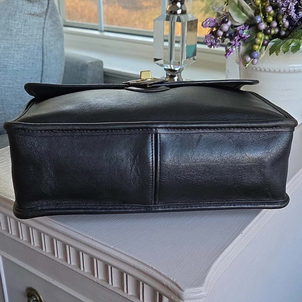 Coach Black Leather Top Handle Satchel with Gold Hardware…1994 ..